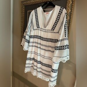 Ivory and Black Patterned Dress